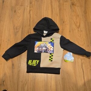 Lucy Kids Hoodie - Black and Tan with Bluey Design